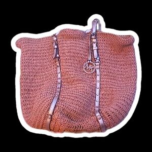 micheal kors tan woven boho tote bag